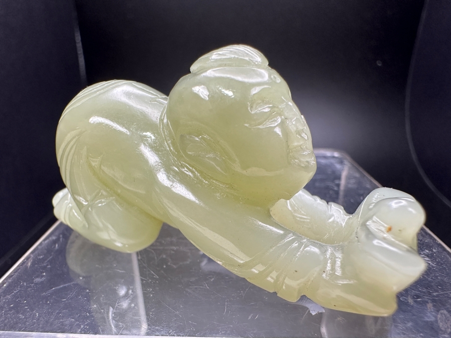 Chinese Carved Jade Boy Figure 42.4g 2.5'W [Photo 3]