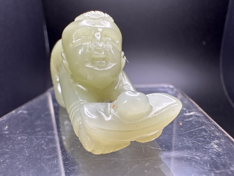 Chinese Carved Jade Boy Figure 42.4g 2.5'W [Photo 9]