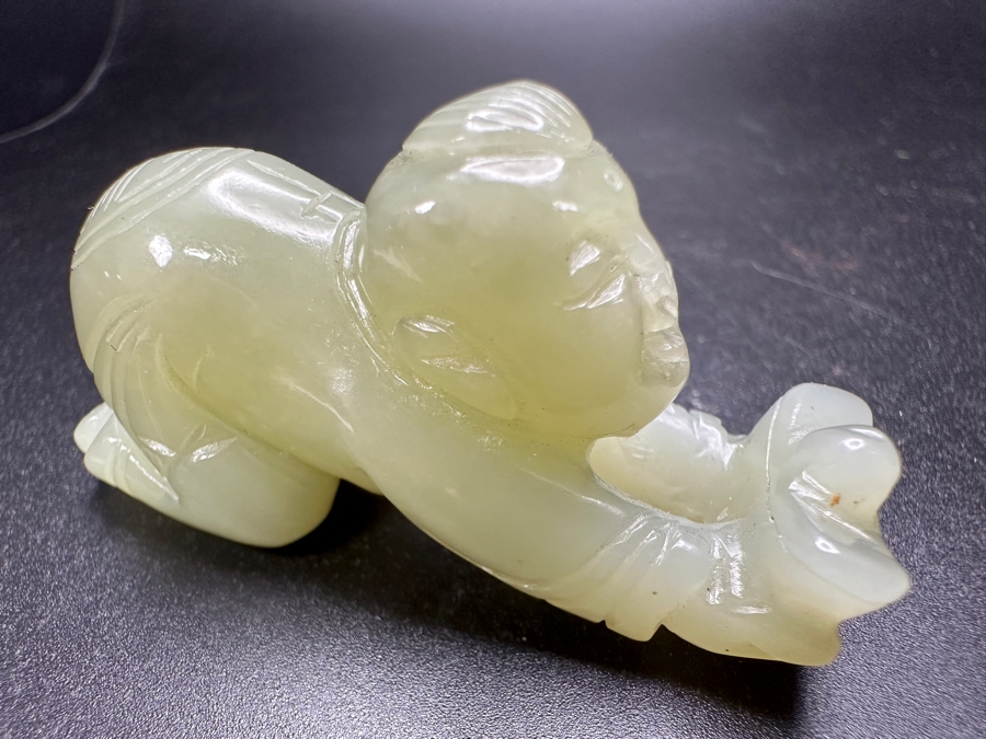 Chinese Carved Jade Boy Figure 42.4g 2.5'W [Photo 14]
