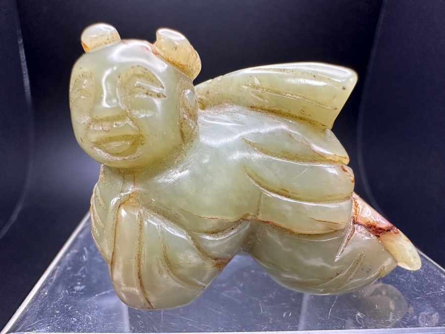 Chinese Carved Jade Boy Figure 60.6g 2.1'W [Photo 3]
