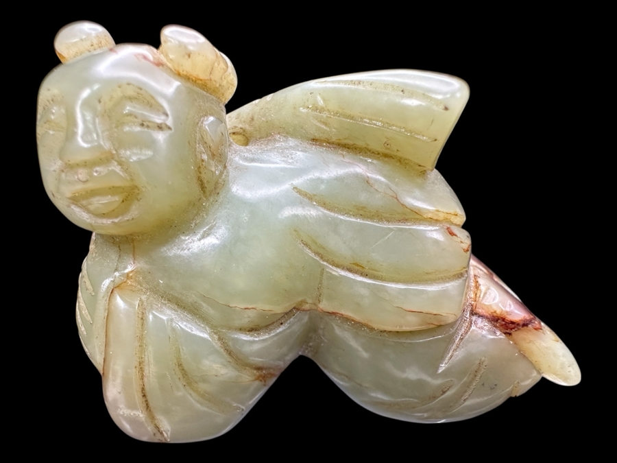 Chinese Carved Jade Boy Figure 60.6g 2.1'W [Photo 1]