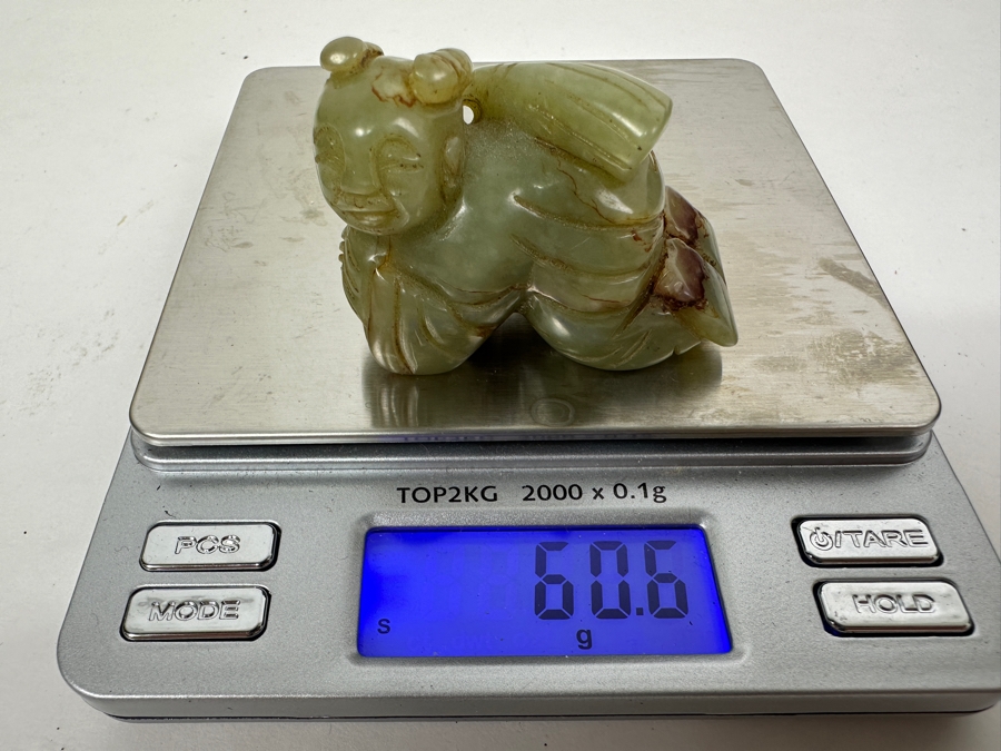 Chinese Carved Jade Boy Figure 60.6g 2.1'W [Photo 2]