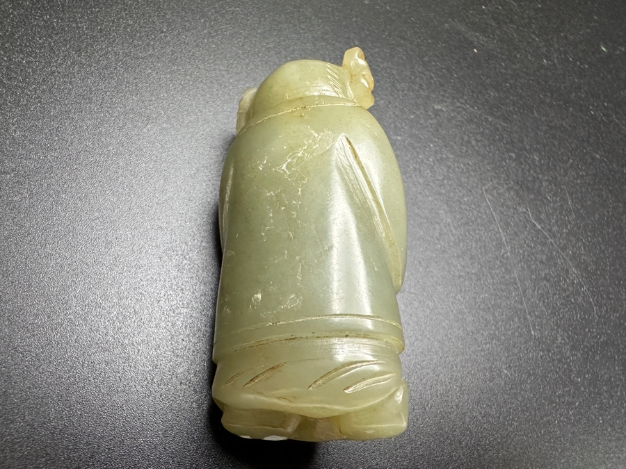 Chinese Carved Jade Boy Figure Bead 55.7g 2.5'W [Photo 8]