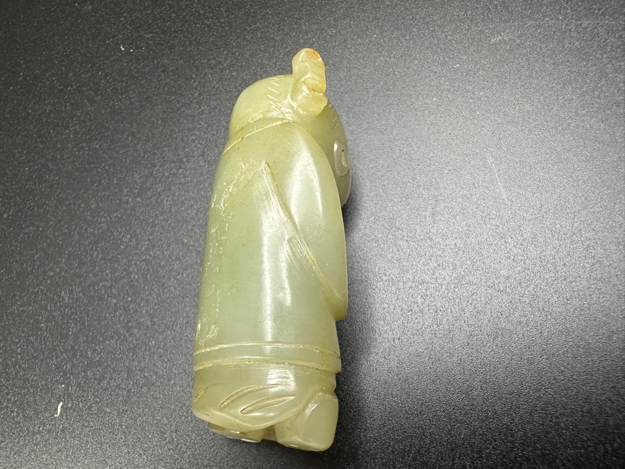 Chinese Carved Jade Boy Figure Bead 55.7g 2.5'W [Photo 7]