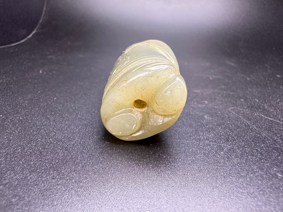 Chinese Carved Jade Boy Figure Bead 55.7g 2.5'W [Photo 9]