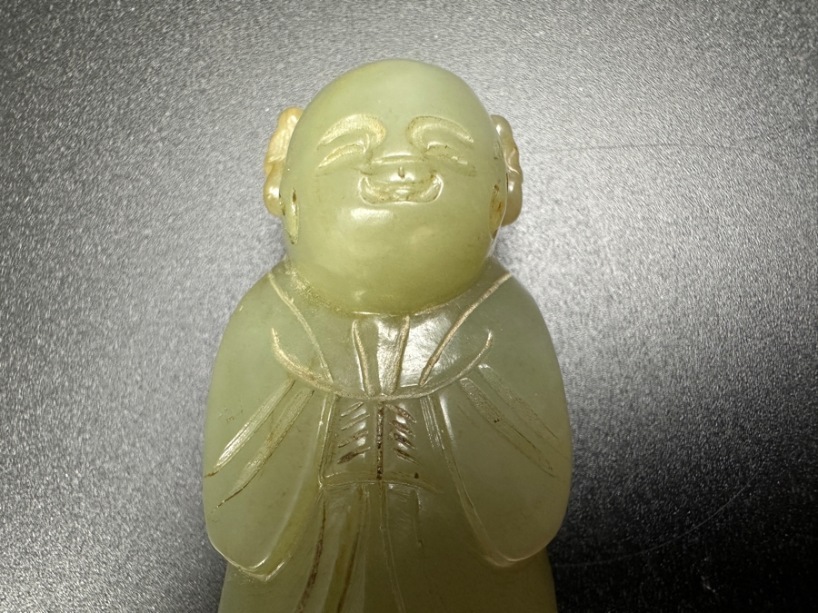 Chinese Carved Jade Boy Figure Bead 55.7g 2.5'W [Photo 5]