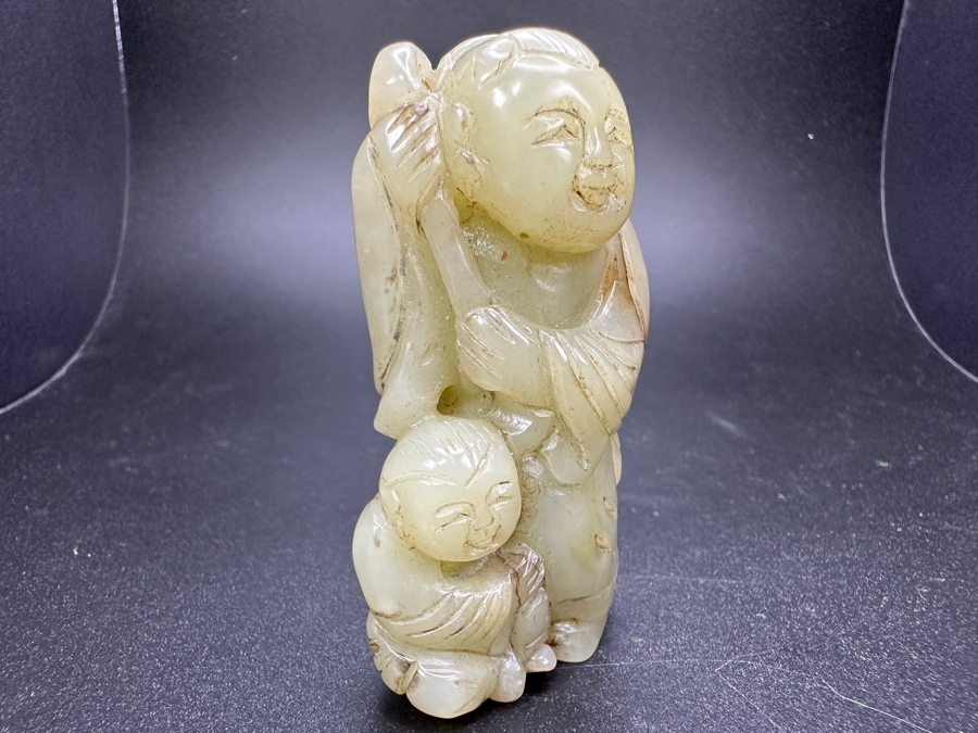 Chinese Carved Jade Woman With Child Pendant 101.3g 2.75'H [Photo 6]