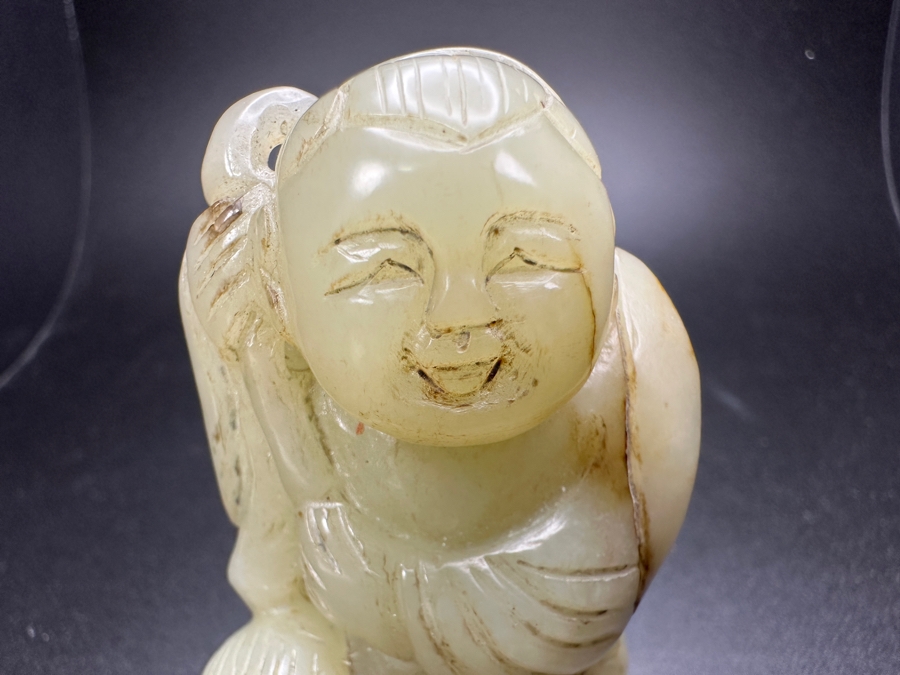Chinese Carved Jade Woman With Child Pendant 101.3g 2.75'H [Photo 7]