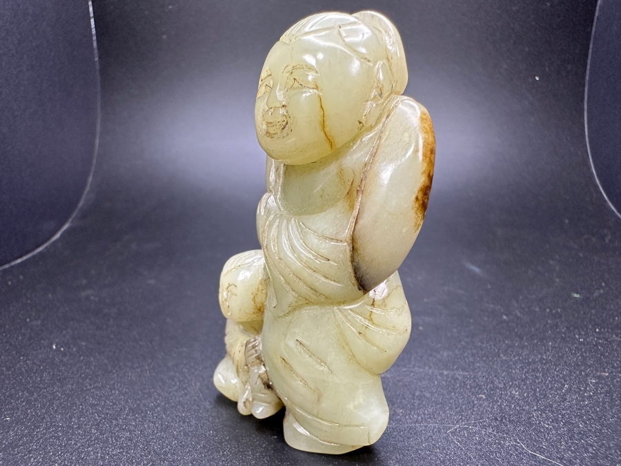 Chinese Carved Jade Woman With Child Pendant 101.3g 2.75'H [Photo 8]