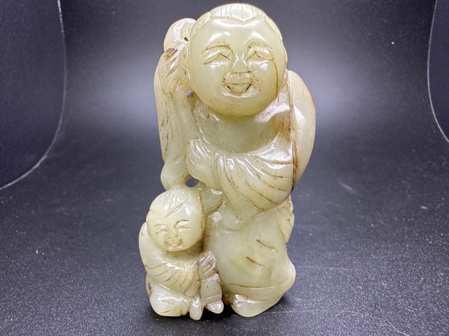 Chinese Carved Jade Woman With Child Pendant 101.3g 2.75'H [Photo 3]