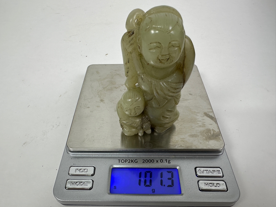 Chinese Carved Jade Woman With Child Pendant 101.3g 2.75'H [Photo 2]