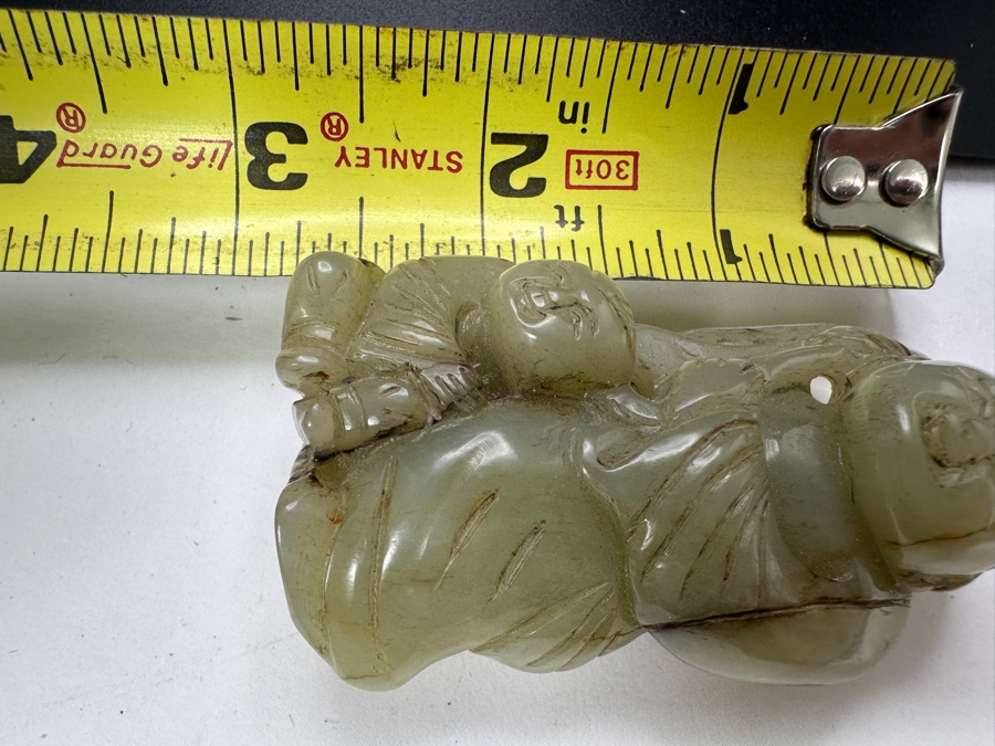 Chinese Carved Jade Woman With Child Pendant 101.3g 2.75'H [Photo 15]