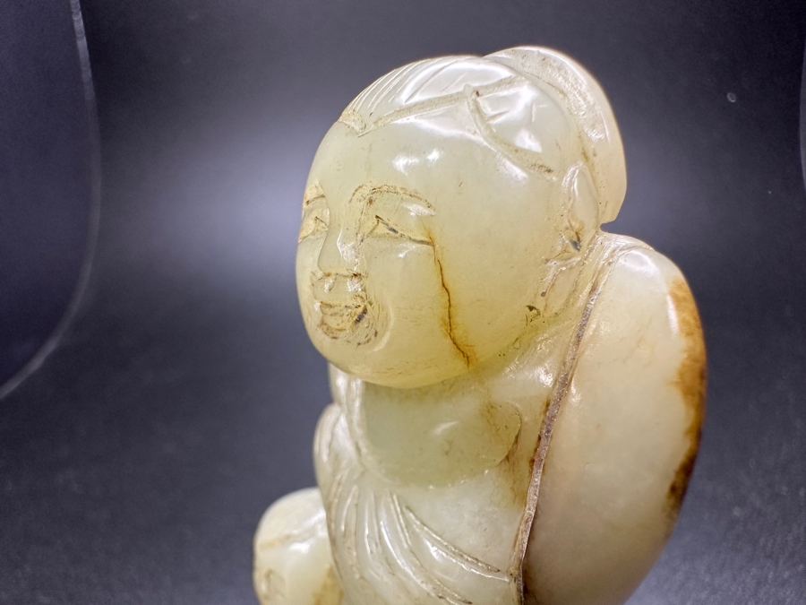 Chinese Carved Jade Woman With Child Pendant 101.3g 2.75'H [Photo 9]