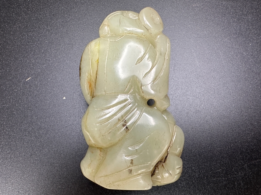 Chinese Carved Jade Woman With Child Pendant 101.3g 2.75'H [Photo 14]