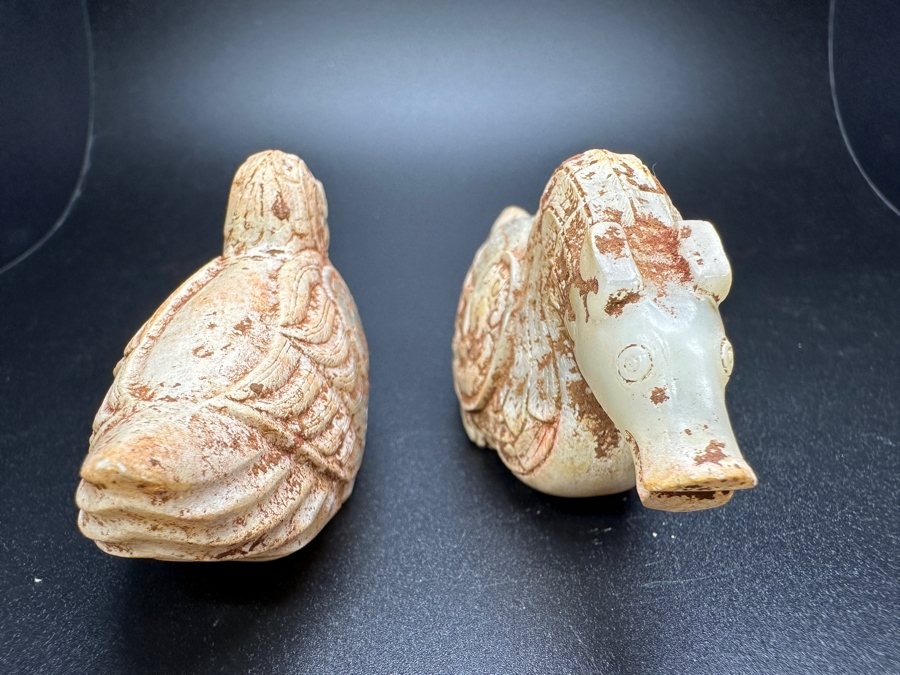 Pair Of Chinese Carved Jade Bird Figures 241g 3.75'W [Photo 4]