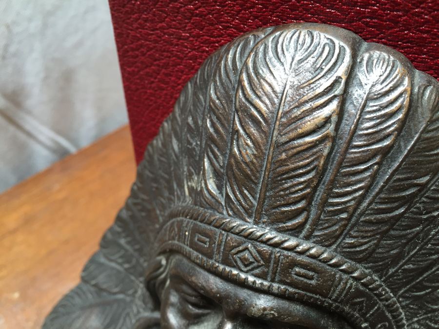Native American Indian Chief Cast Metal Bookends [Photo 5]