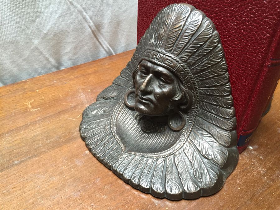 Native American Indian Chief Cast Metal Bookends [Photo 4]