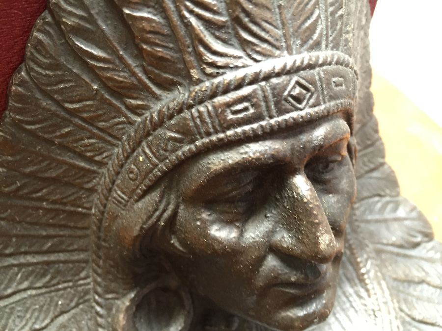 Native American Indian Chief Cast Metal Bookends [Photo 8]
