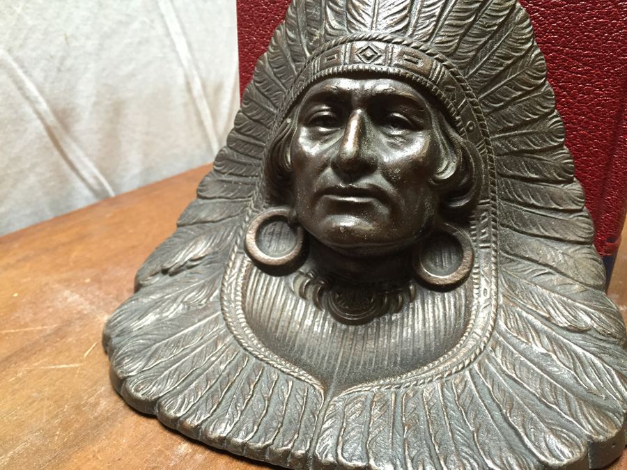 Native American Indian Chief Cast Metal Bookends [Photo 6]