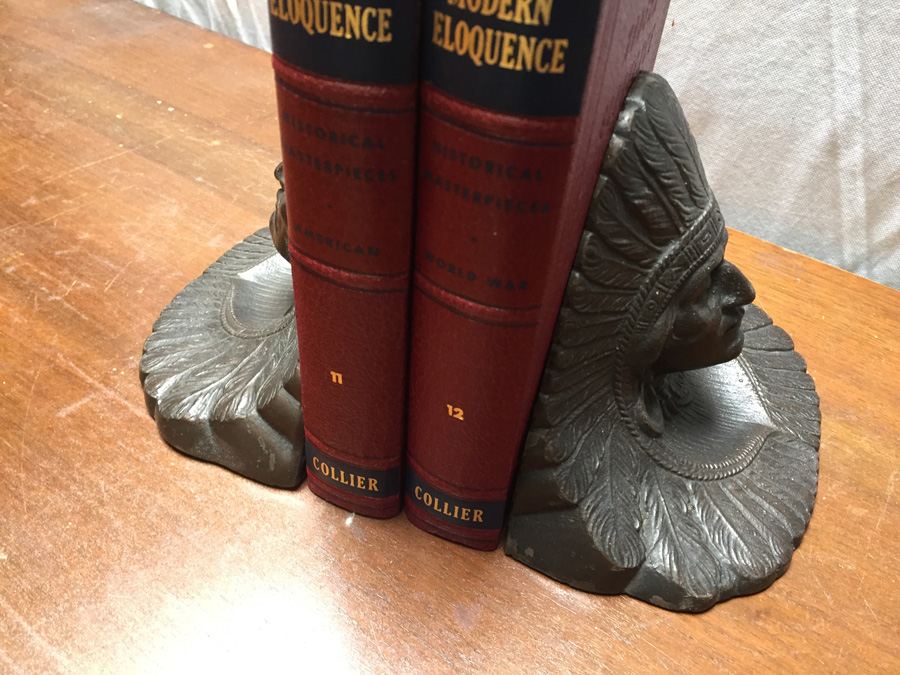 Native American Indian Chief Cast Metal Bookends [Photo 10]