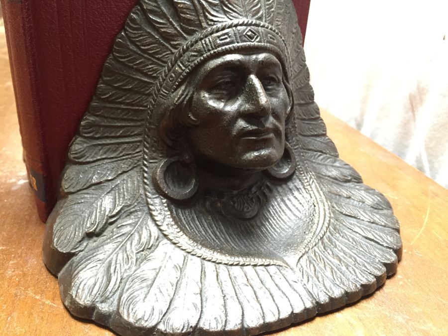 Native American Indian Chief Cast Metal Bookends [Photo 9]