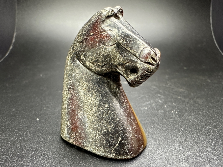 Chinese Carved Jade Horse Head Pendant 69.2g 2'H [Photo 6]