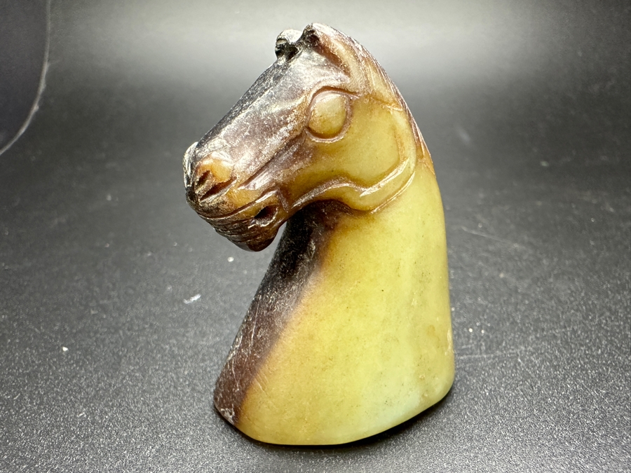 Chinese Carved Jade Horse Head Pendant 69.2g 2'H [Photo 3]