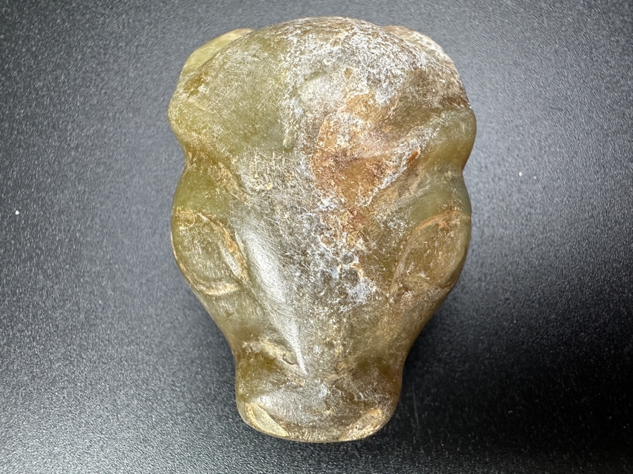 Chinese Carved Jade Jaguar Head Pendant 62.5g 2.1'H [Photo 3]