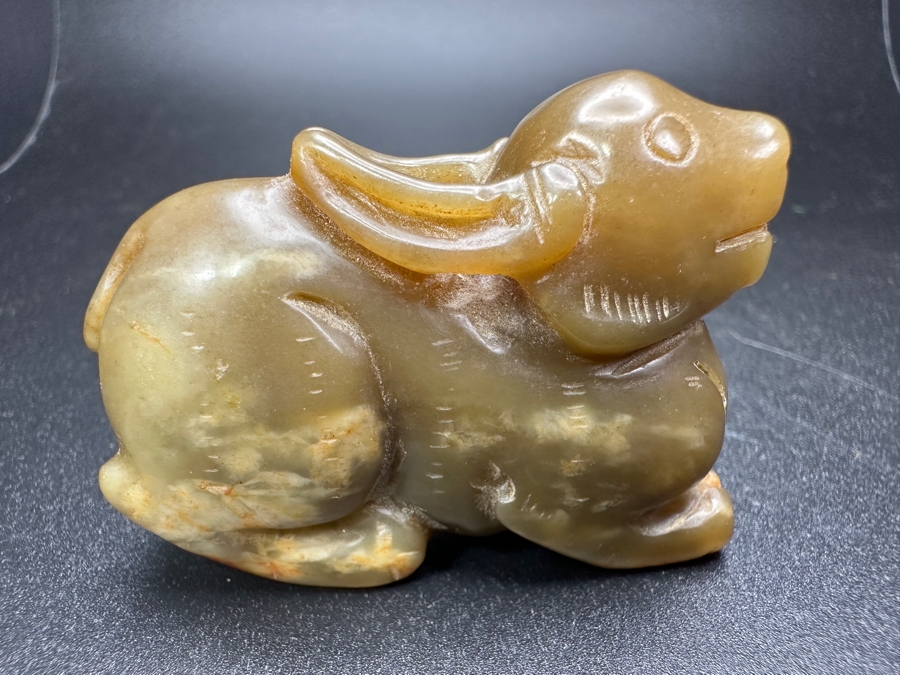 Chinese Carved Jade Rabbit Pendant 64.7g 2'W [Photo 5]