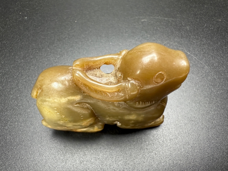 Chinese Carved Jade Rabbit Pendant 64.7g 2'W [Photo 6]