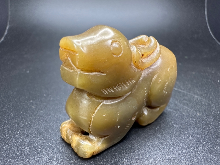 Chinese Carved Jade Rabbit Pendant 64.7g 2'W [Photo 3]