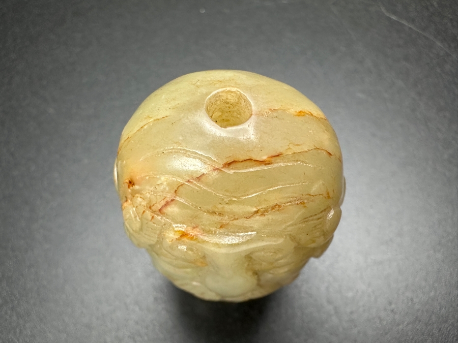Chinese Carved Stone Elder Man Face Bead Pendant 41.2g 1.35'W [Photo 6]