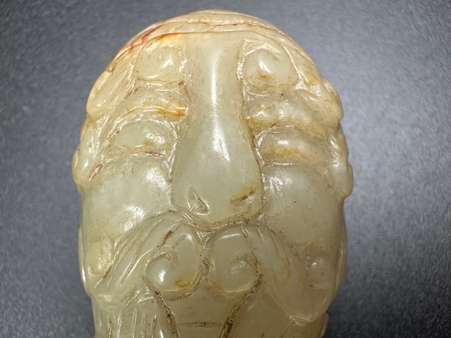 Chinese Carved Stone Elder Man Face Bead Pendant 41.2g 1.35'W [Photo 10]
