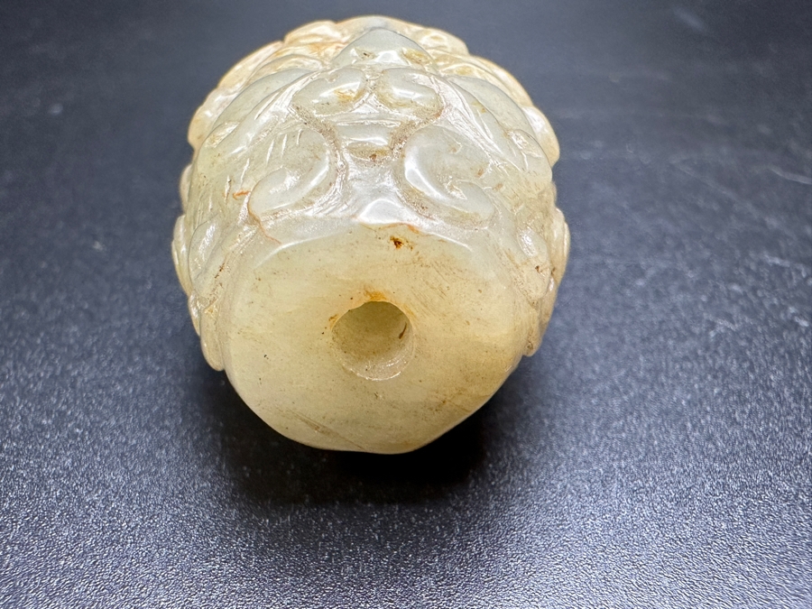 Chinese Carved Stone Elder Man Face Bead Pendant 41.2g 1.35'W [Photo 8]