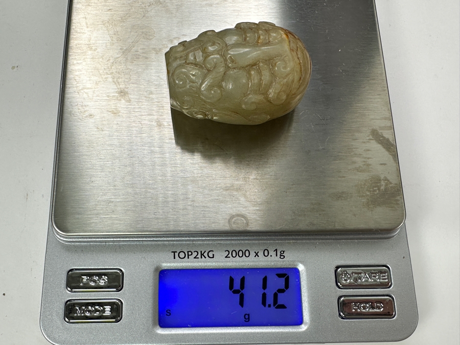 Chinese Carved Stone Elder Man Face Bead Pendant 41.2g 1.35'W [Photo 13]