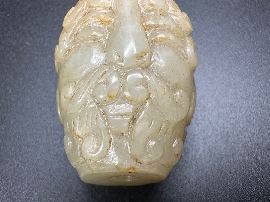 Chinese Carved Stone Elder Man Face Bead Pendant 41.2g 1.35'W [Photo 11]