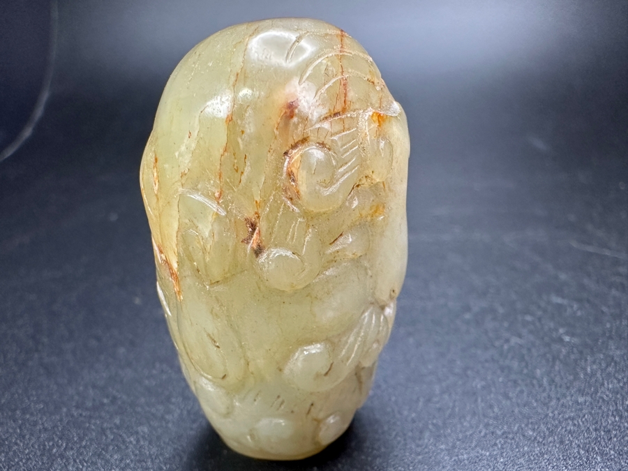 Chinese Carved Stone Elder Man Face Bead Pendant 41.2g 1.35'W [Photo 3]
