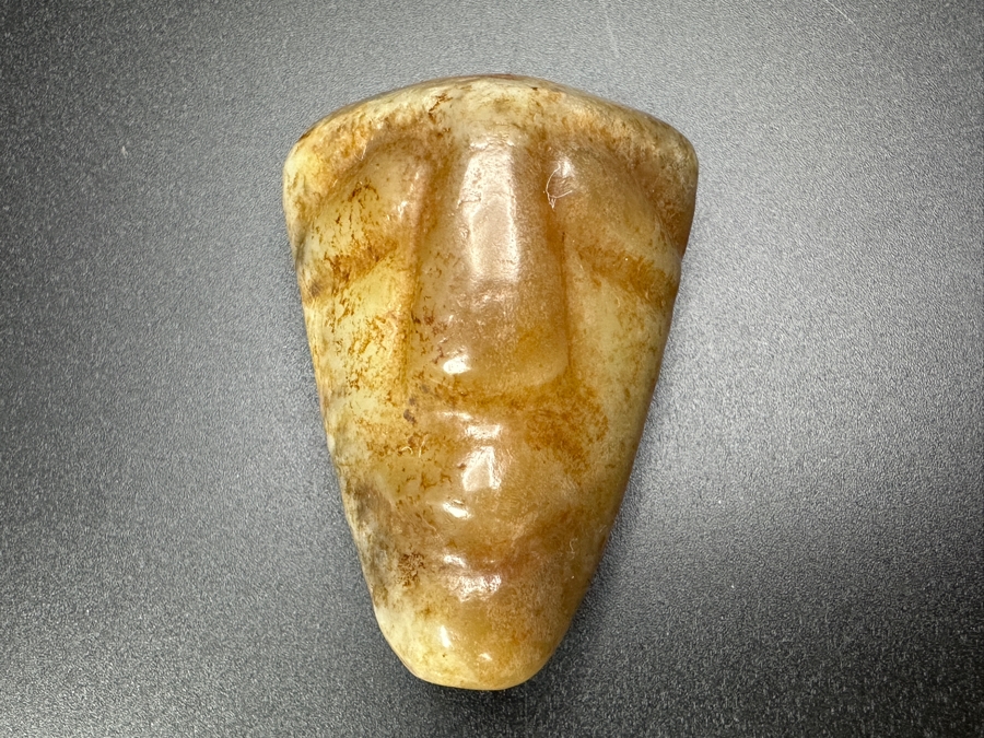 Chinese Carved Jade Face Pendant 77.7g 2.25'L [Photo 2]