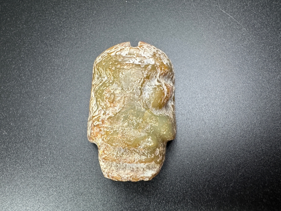 Chinese Carved Jade Face Pendant 55.2g 2'L [Photo 4]