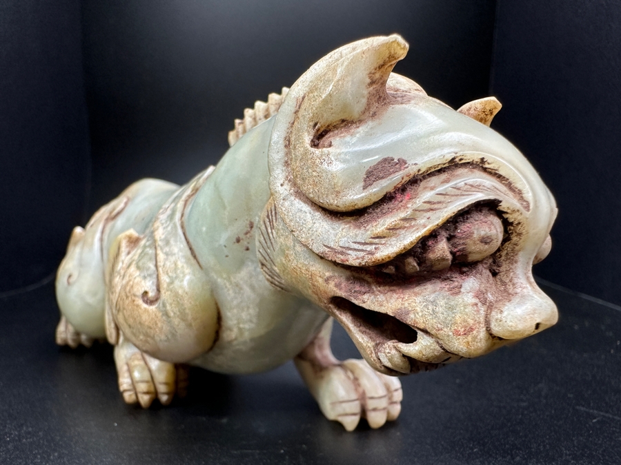 Chinese Carved Jade Fengshui Animal Tiger Figure Statue 527.9g 6.25'L [Photo 14]