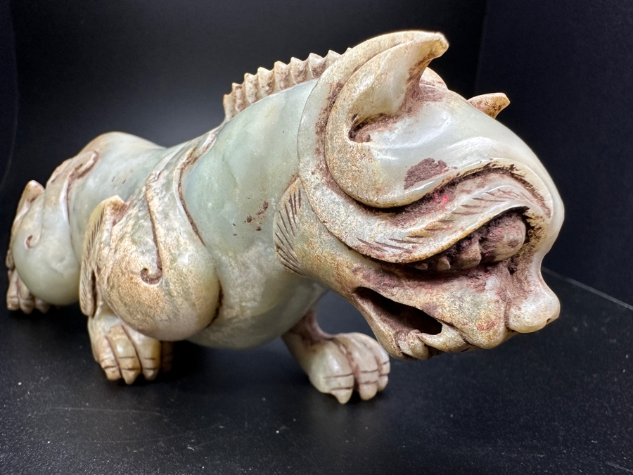 Chinese Carved Jade Fengshui Animal Tiger Figure Statue 527.9g 6.25'L [Photo 5]