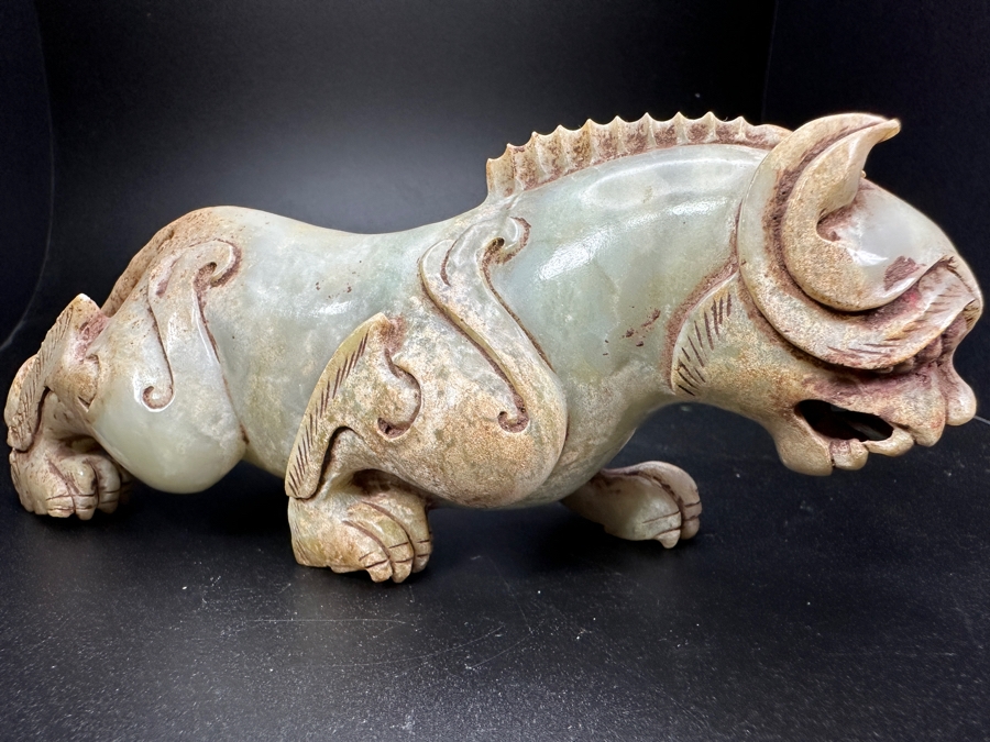 Chinese Carved Jade Fengshui Animal Tiger Figure Statue 527.9g 6.25'L [Photo 4]