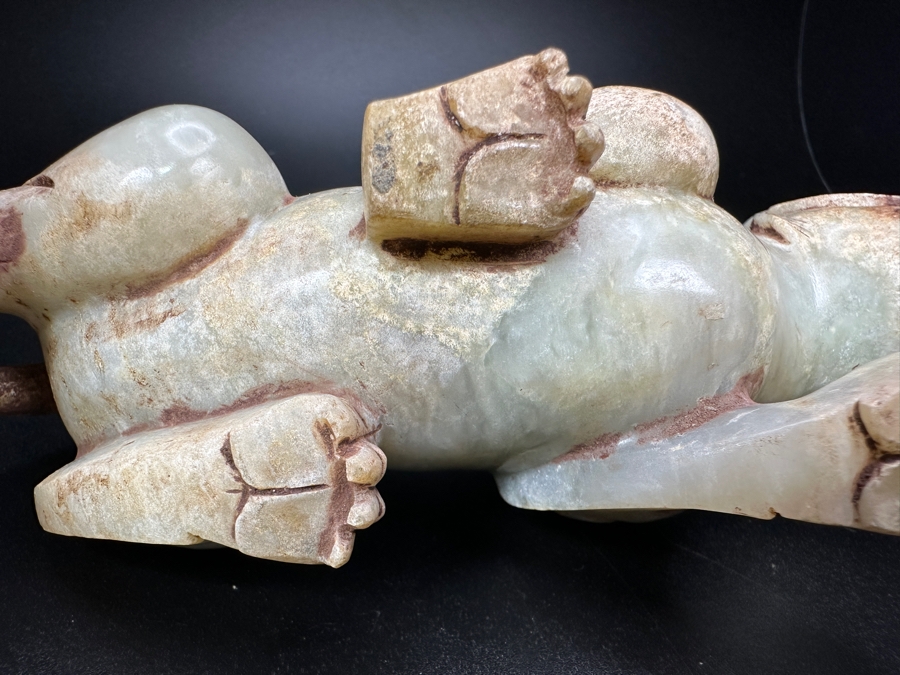 Chinese Carved Jade Fengshui Animal Tiger Figure Statue 527.9g 6.25'L [Photo 16]