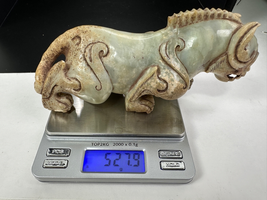 Chinese Carved Jade Fengshui Animal Tiger Figure Statue 527.9g 6.25'L [Photo 22]