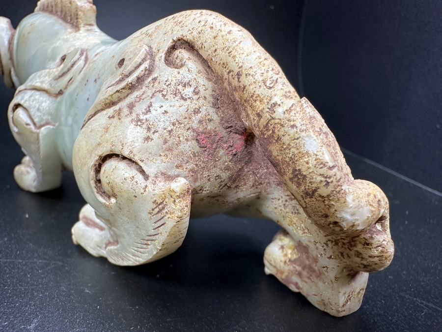 Chinese Carved Jade Fengshui Animal Tiger Figure Statue 527.9g 6.25'L [Photo 11]