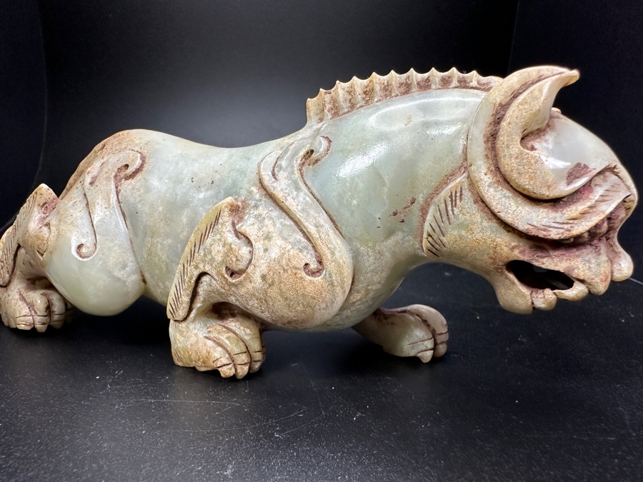 Chinese Carved Jade Fengshui Animal Tiger Figure Statue 527.9g 6.25'L [Photo 3]