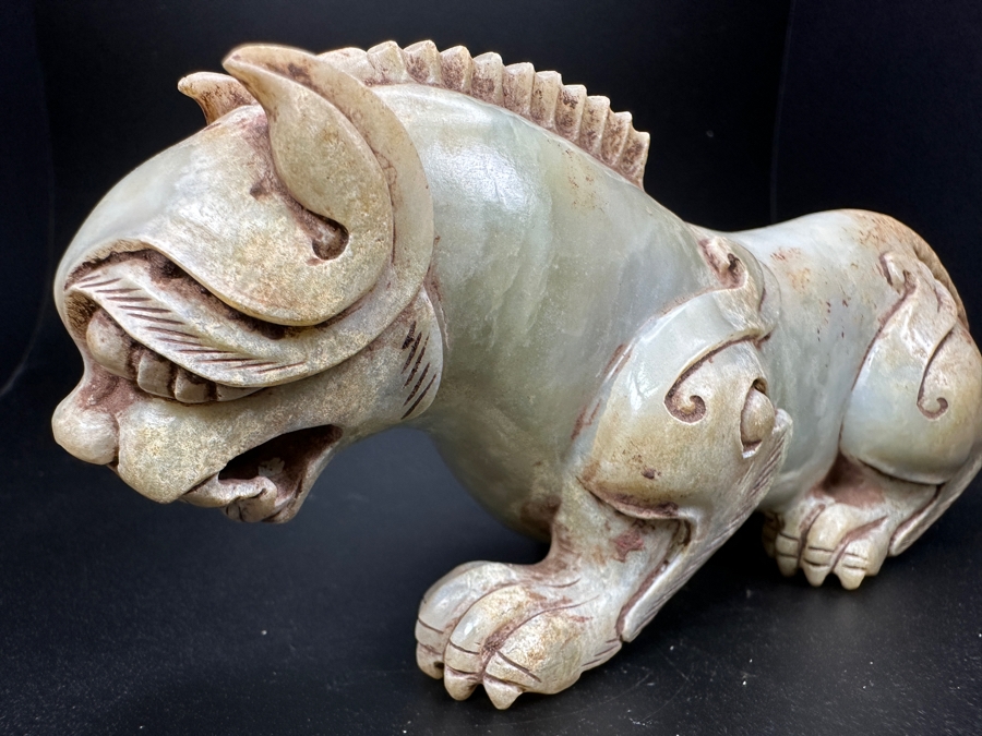 Chinese Carved Jade Fengshui Animal Tiger Figure Statue 527.9g 6.25'L [Photo 9]