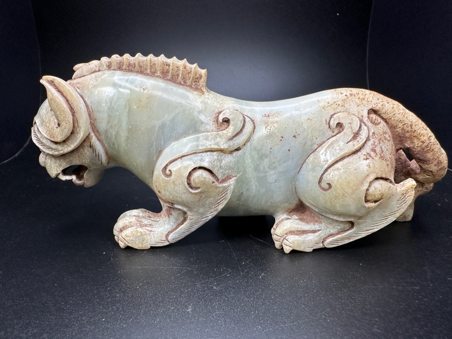 Chinese Carved Jade Fengshui Animal Tiger Figure Statue 527.9g 6.25'L [Photo 10]