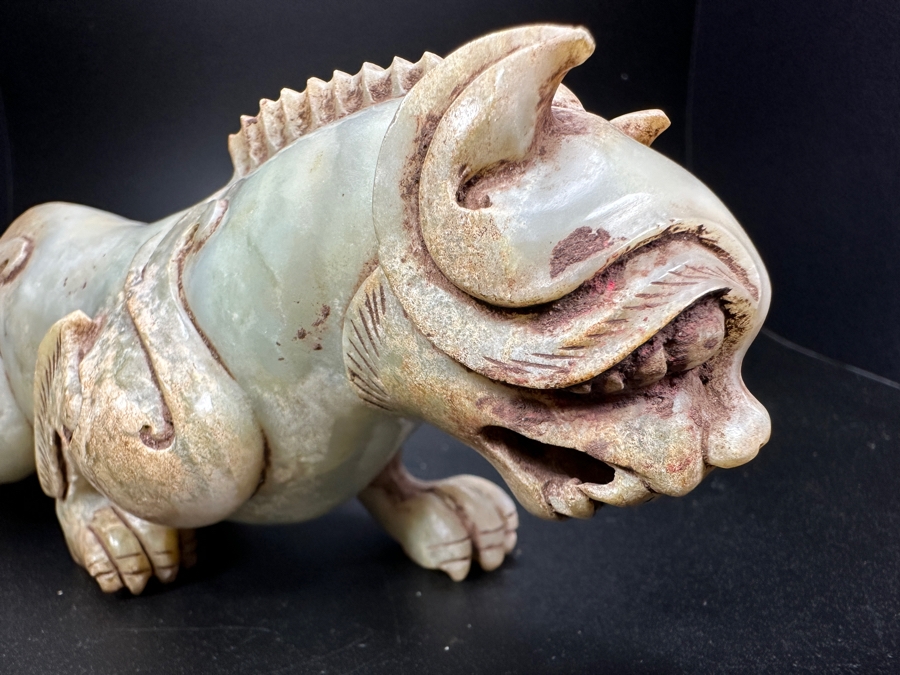 Chinese Carved Jade Fengshui Animal Tiger Figure Statue 527.9g 6.25'L [Photo 7]