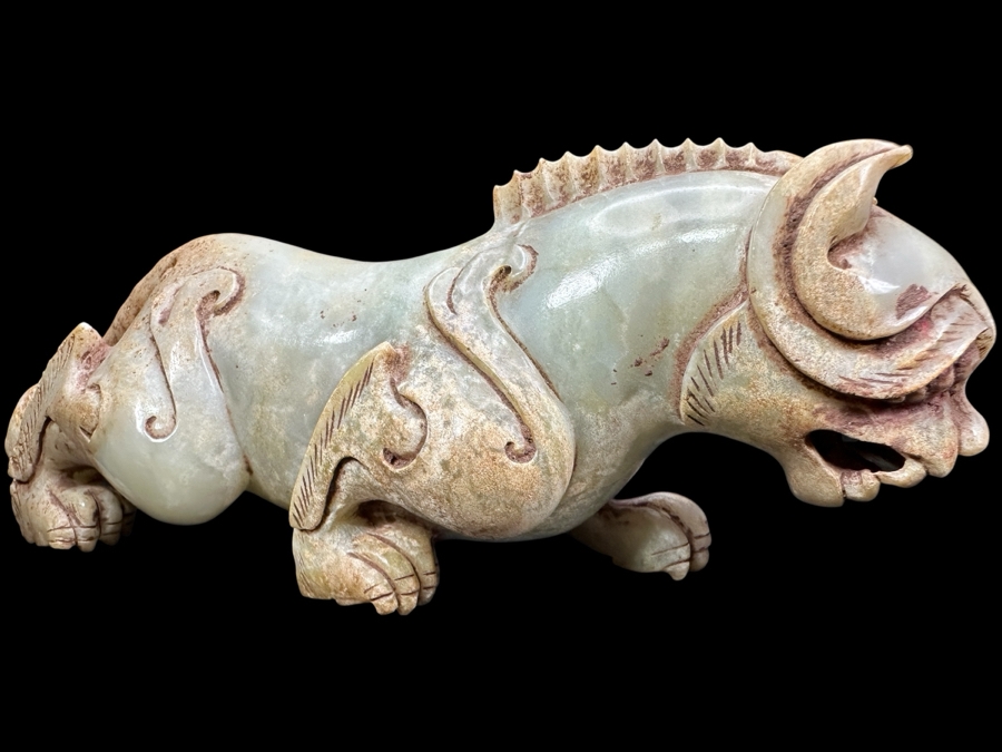 Chinese Carved Jade Fengshui Animal Tiger Figure Statue 527.9g 6.25'L [Photo 1]